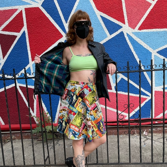 Vintage black leather Schott rocker jacket with teal threading / leather detail - Picture 6 of 13